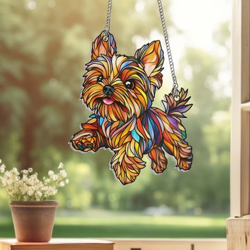 Discover Yorkshire Terrier Suncatcher Hanging Sign