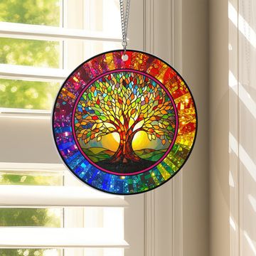 Discover Colorful Tree Of Life Hippie Suncatcher Acrylic Hanging