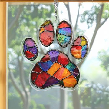 Discover Dog Paw Print Acrylic Suncatcher Hanging