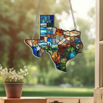 Discover Texas Map Suncatcher Acrylic Hanging Sign