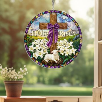 Discover Easter Resurrection Cross He Is Risen Suncatcher Acrylic Window Hanging