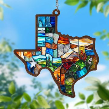 Discover Texas Map 2 Layered Hanging Suncatcher