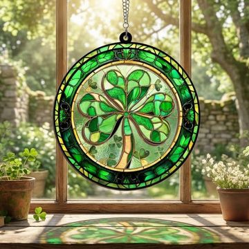 Discover Irish Shamrock Suncatcher - 2-Layered Hanging Decoration - Perfect Gift for Irish Pride & Home Decor 3-Day Shipping