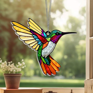 Discover Hummingbird Suncatcher Hanging Sign