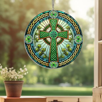 Discover Celtic Knot Cross Irish Suncatcher Hanging Sign 3-Day Shipping