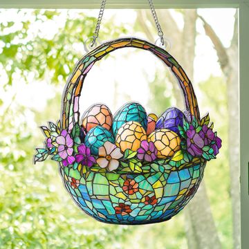 Discover Easter Eggs Basket Acrylic Suncatcher Window Hanging