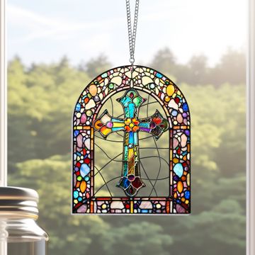 Discover Christian Cross Easter Acrylic Suncatcher Hanging