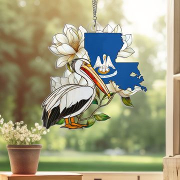 Discover Louisiana Pelican Suncatcher Acrylic Hanging