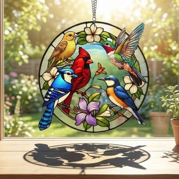 Discover Hummingbird Cardinal Blue Jay Goldfinch Birdwatching Suncatcher Window Hanging