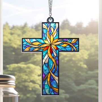 Discover Christian Cross Suncatcher Hanging Sign