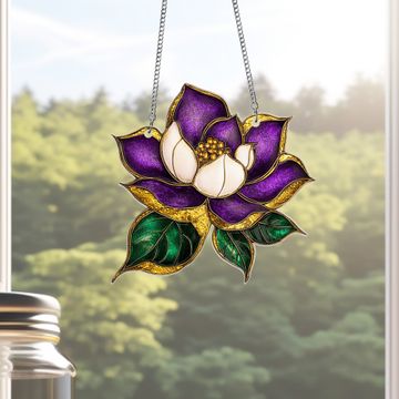 Discover Mardi Gras Magnolia Acrylic Suncatcher Hanging Sign