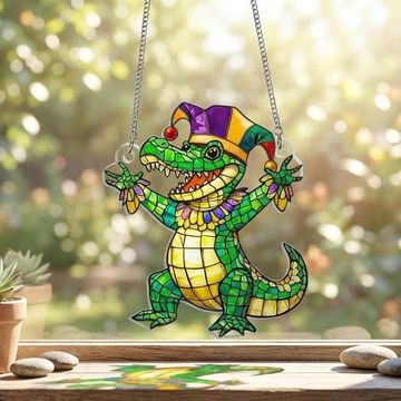 Discover Mardi Gras Crocodile Suncatcher  Louisiana Acrylic Hanging Sign