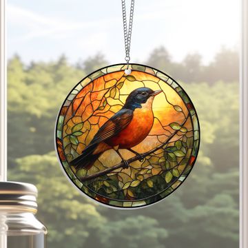 Discover American Robin Bird Acrylic Suncatcher Window Hanging
