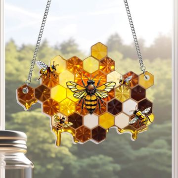 Discover Honey Bee Gift - Acrylic Hanging Suncatcher for Nature-Inspired Home Decor & Bee Lovers