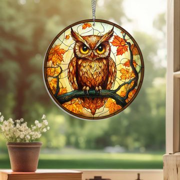 Discover Owl Fall Halloween Suncatcher Acrylic Hanging