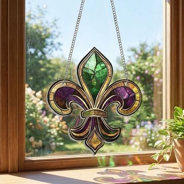 Discover Louisiana Mardi Gras Fleur De Lis Acrylic Suncatcher Hanging