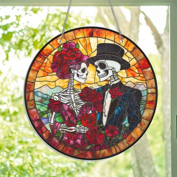 Discover Valentine’s Day Gifts Skull Couple Acrylic Suncatcher Hanging Sign