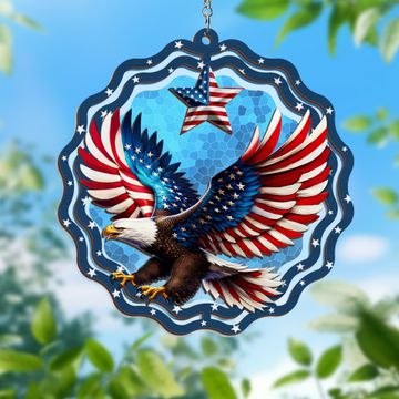 Discover Patriotic Eagle Suncatcher - 2-Layered Hanging Acrylic Ornament - Perfect Gift for Veterans & American Pride