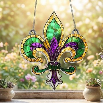 Discover Mardi Gras Fleur De Lis Acrylic Suncatcher Hanging