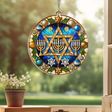 Discover Jewish Star of David Hanukkah Christmas Suncatcher Acrylic Hanging