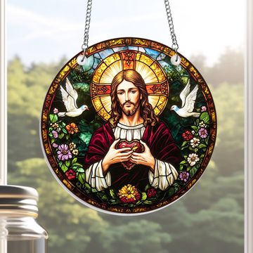 Discover Sacred Heart of Jesus Acrylic Suncatcher Hanging Sign