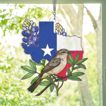 Discover Texas Northern Mockingbird Suncatcher Acrylic Hanging