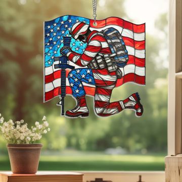 Discover Veterans Days Thank You Veterans Soldier Kneeling Suncatcher Acrylic Hanging