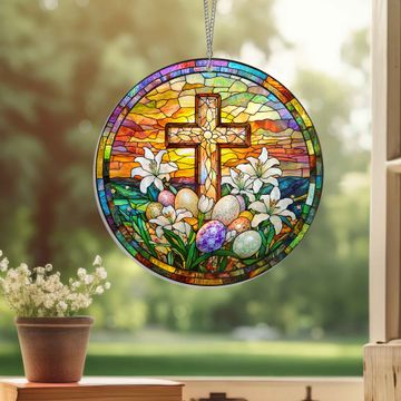 Discover Easter Christian Cross Suncatcher Acrylic Window Hanging