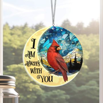 Discover Christmas Cardinal Moon Always With You Memorial Cardinal Suncatcher Acrylic Hanging