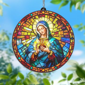 Discover Immaculate Heart of Mary 2 Layered Hanging Suncatcher