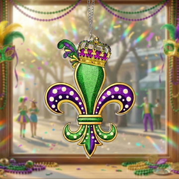 Discover Mardi Gras Fleur-de-Lis Suncatcher, Louisiana Window Hanging Decor