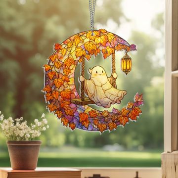 Discover Halloween Cute Ghost Suncatcher - Window Hanging Ornament for Fall Decor