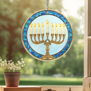 Discover Hanukkah Menorah Jewish Suncatcher Acrylic Hanging