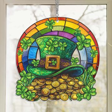 Discover Lucky Shamrock Irish Saint Patrick's Day Acrylic Suncatcher Hanging