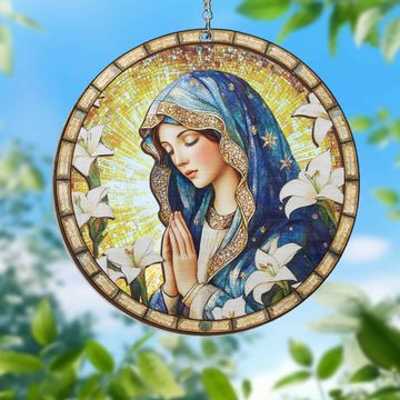 Discover The Holy Mary 2 Layered Hanging Suncatcher
