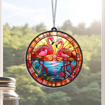 Discover Valentine’s Day Gifts Flamingo Couple Acrylic Suncatcher Hanging Sign