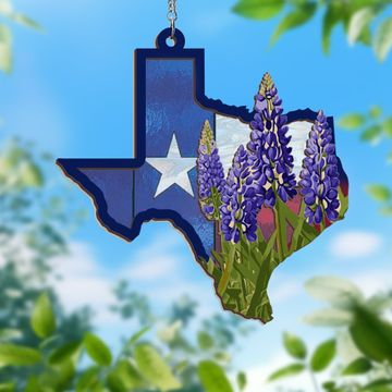 Discover Texas Bluebonnet 2 Layered Hanging Suncatcher