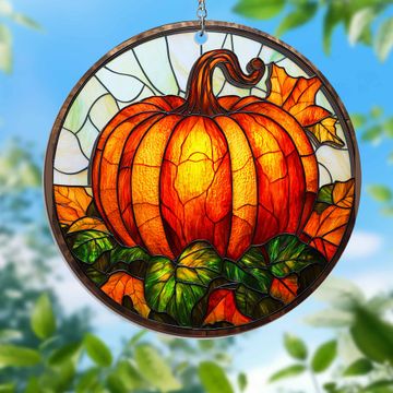 Discover Fall Pumpkin 2 Layered Hanging Suncatcher