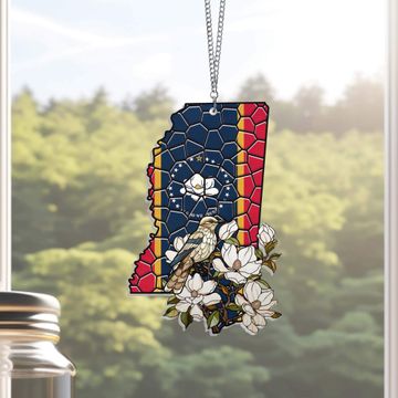 Discover Mississippi State Mockingbird and Magnolia Flower Suncatcher Acrylic Hanging TPT1035ASv7n