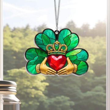 Discover Celtic Irish Claddagh Ring Love Loyalty Friendship Suncatcher Acrylic Hanging
