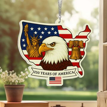 Discover USA 250th Anniversary Suncatcher | Patriotic Eagle Liberty Hanging Decor