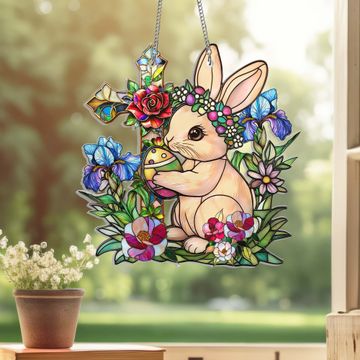 Discover Easter Rabbit and Cross Suncatcher Acrylic Window Hanging
