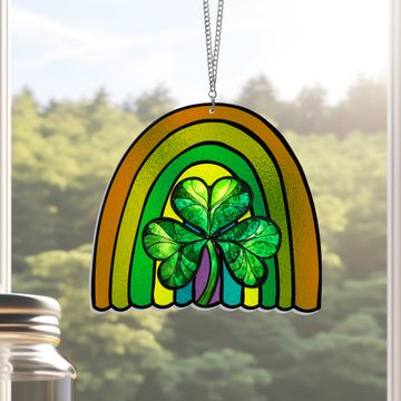 Discover Irish Rainbow Shamrock Saint Patricks Day Acrylic Suncatcher Hanging