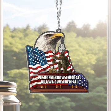 Discover Veterans We Owe Them All, Memorial Patriotic Eagle American Suncatcher Acrylic Hanging