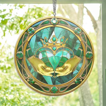 Discover Irish Claddagh Ring Love Loyalty Friendship Suncatcher Acrylic Hanging