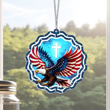 Discover God Bless America Eagle Suncatcher - Patriotic Acrylic Hanging Gift for Home Decor