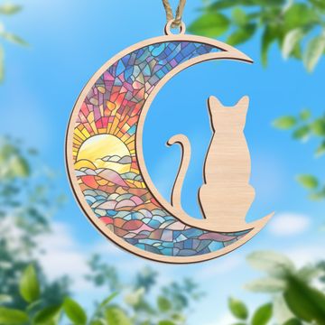 Discover Christmas Ornament, Cat On The Moon Suncatcher Ornament