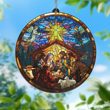 Discover Religious Nativity Christmas 2 Layered Hanging Suncatcher