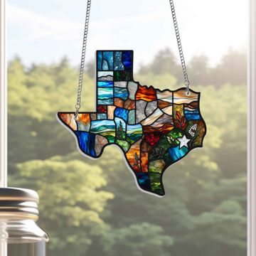 Discover Texas Suncatcher – Lone Star State Window Hanging Decor for Home Pride