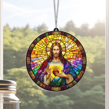 Discover Sacred Heart of Jesus Suncatcher Acrylic Hanging